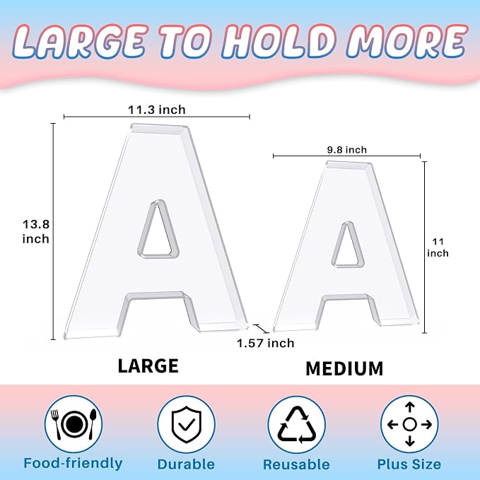 13.8" Extra Large Acrylic Letter Charcuterie Board Box, Reusable Fillable - Image 2