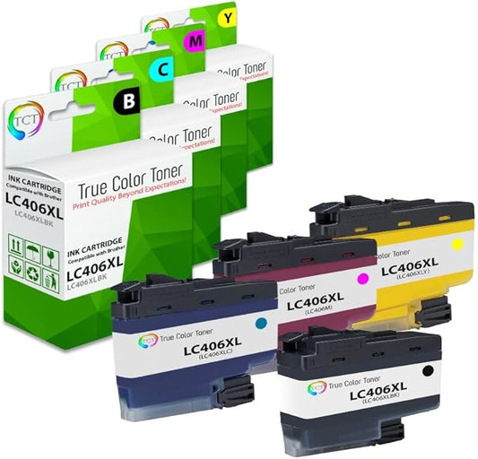 TCT LC406XL Ink Cartridge 4 Pack - Compatible Replacement for Brother LC406XL High Yield, Works with Brother MFC-J4335 J4345 J4535 J5855 J5955 Printers (Black, Cyan, Magenta, Yellow)-DeskLoop Office