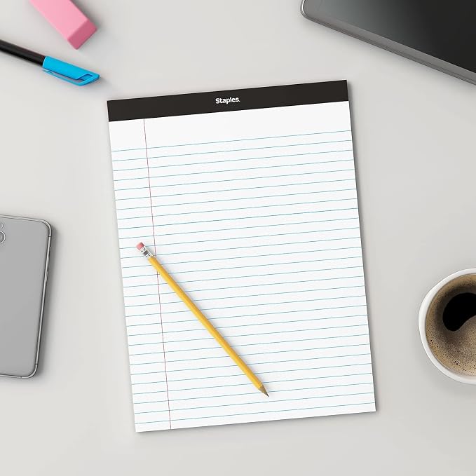STAPLES Notepads, 8.5” x 11.75”, Wide Ruled, 50 Sheets/Pad - Image 7