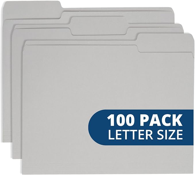 100 Blue Summit Supplies Gray File Folders Letter Size by BlueSummitSupplies