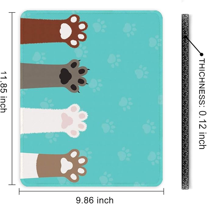 Auhoahsil Mouse Pad, 12 x 10 in Cute Cat Paws Theme Computer Mouse Pad - Image 7