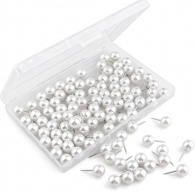 Push Pins 1/3 Inch Map Tacks 100-Count Large Size Pins Steel Point and Plastic - Image 2