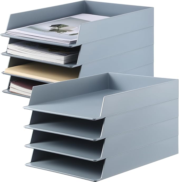 Wenqik 8 Pcs Stackable Paper Trays Rectangular Plastic Desk Holder Desktop by Wenqik