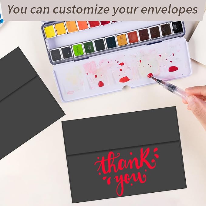 100 Packs Black 4x6 Envelopes for Invitation Card, A6 Small Envelopes Self Seal - Image 5