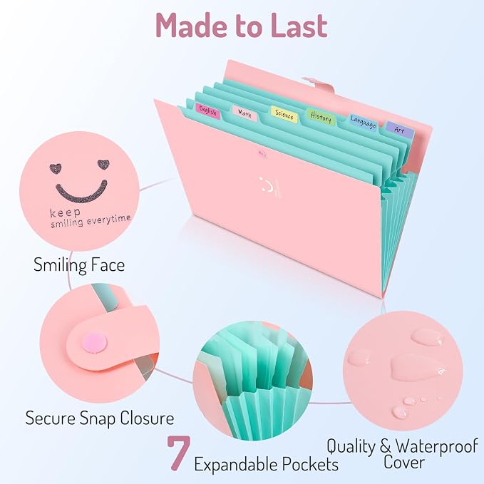 Forvencer Accordion File Organizer, Letter Size, 7 Pocket Expanding File Folder - Image 3