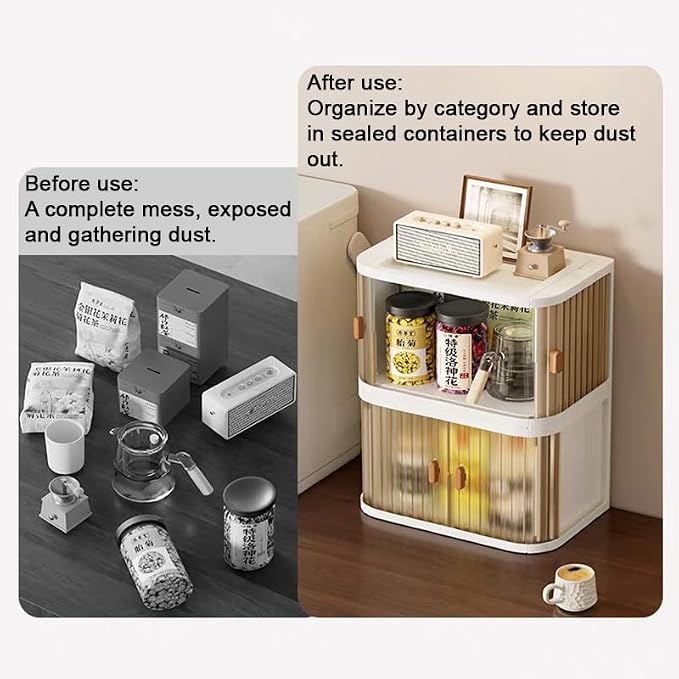 Desktop Storage Box Foldable and Assembly Free Sliding Door Design Ideal - Image 4