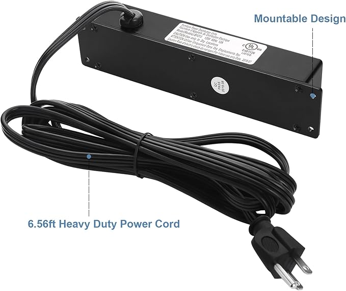 2Pack Wall Mount Power Outlet Strip, 4 Outlet Mountable Power Strip with Switch, Under Desk Power Strip Connect with 6ft Cord Mount Under Desk, Workbench, Nightstand, Dresser, Table.(Black)-DeskLoop Office