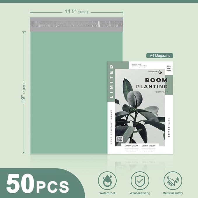 Metronic Poly Mailers 14.5x19 50PC Large Shipping Bags in Grayed Jade Green | - Image 4