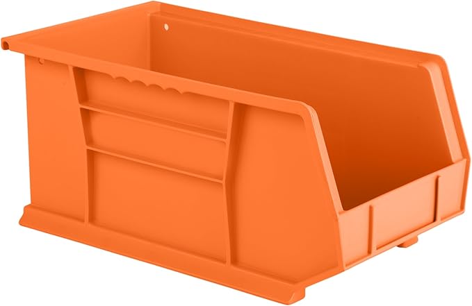 Hudson Exchange 15" x 8" x 7" Plastic Stackable Storage Bin and Hanging Container (Orange, 1 Pack)-DeskLoop Office