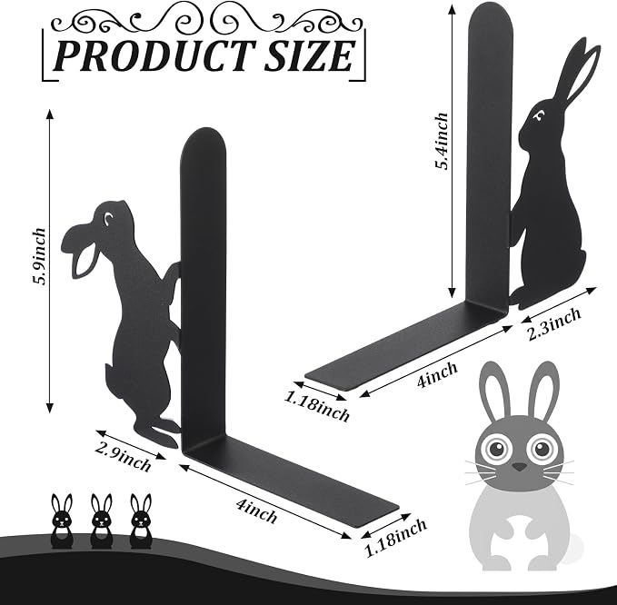 Geelin Bunny Metal Bookends Set of 2 Styles Easter Cute Rabbit Book Ends - Image 2