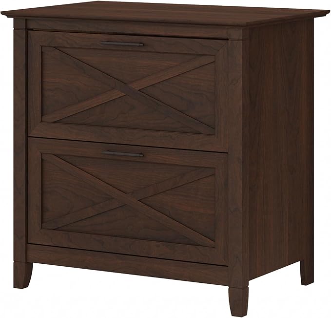 Bush Furniture Key West 2 Drawer Lateral File Cabinet in Bing Cherry-DeskLoop Office