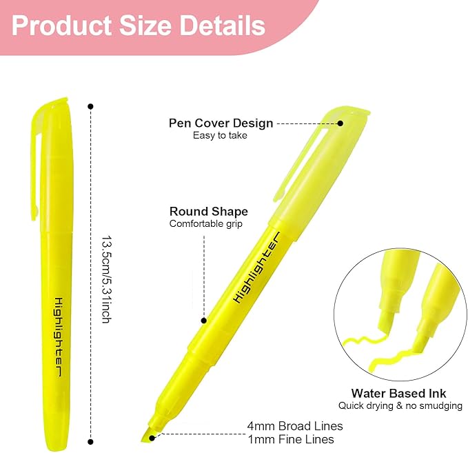 270 Pcs Highlighters Assorted Colors, Chisel Tip Multicolor Highlighter Marker Set, Quick-Drying Pen Highlighter for Classroom School Home Office (270Pcs, 6 Colors)-DeskLoop Office