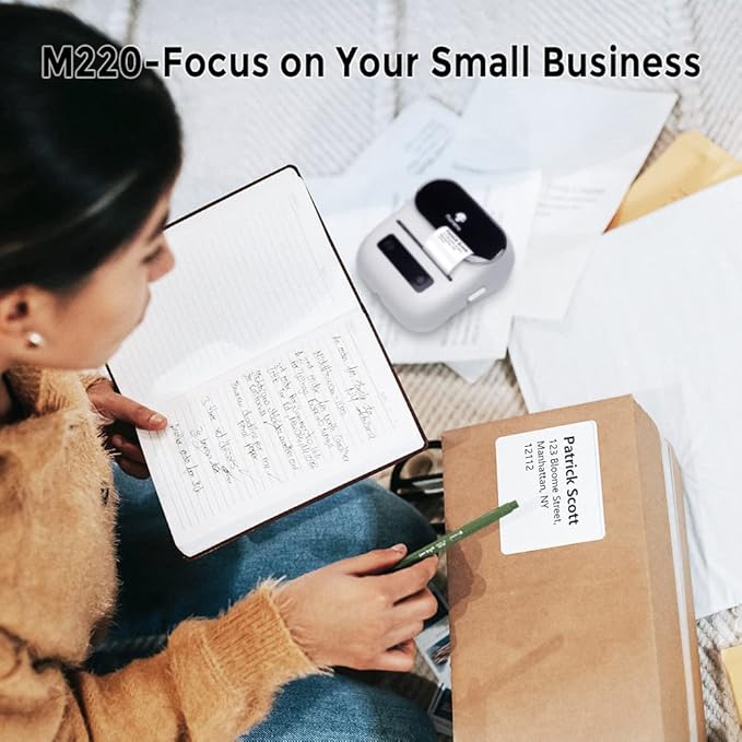 Phomemo Label Maker, M220 Barcode Printer, Bluetooth Thermal Label Printer, with Multiple Templates, Fonts, and Icons for Home, Kitchen, School, Office Organization-DeskLoop Office