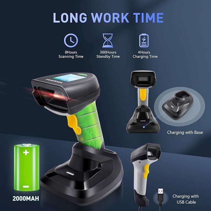 Barcode Scanner Wireless, ONEWSCAN 1D CCD Barcode Reader - Image 6