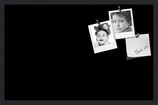 PinPix 34x22 Inch Cork Bulletin Board. This Decorative Framed Pin Board Comes with Solid Black Design and a Satin Black Frame. Ideal for Home Office Decor or Message Board (PinPix-622)-DeskLoop Office