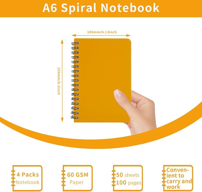 4Pack Small Spiral Notebook 4.2"x 6.1" Pocket Notepad | small notebook is easy - Image 3