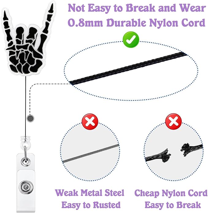 Funny Skeleton Hand Halloween Badge Reel Retractable, Fall Badge Reel - Image 4