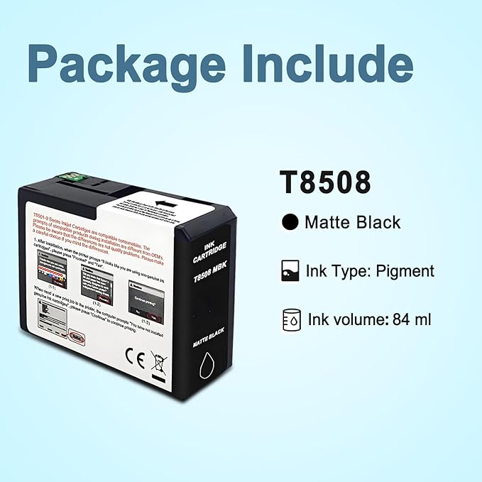 T850 Ink Cartridge T8508 T850800 Remanufactured Work for SureColor P800 (1-Pack, Matte Black)-DeskLoop Office