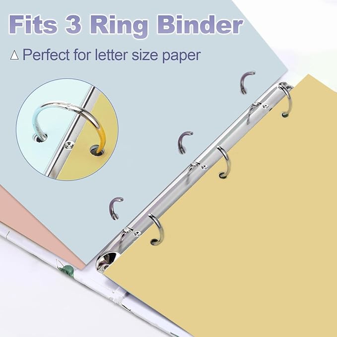3 Ring Binder Dividers with TAB, Durable Plastic Write & Erase, Colored Binder - Image 7