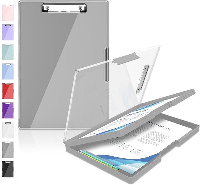 Sooez Clipboard with Storage, Heavy Duty Cleaview Clip Boards 8.5x11 with Dual by Sooez