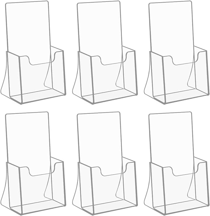 NIUBEE Acrylic Brochure Holder for 4’’ Trifold Pages, 50% Thicker Countertop by NIUBEE