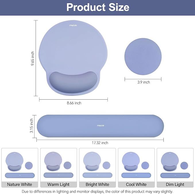 MOSISO Wrist Rest Support for Mouse Pad&Keyboard Set, Circle Curved Ergonomic - Image 6
