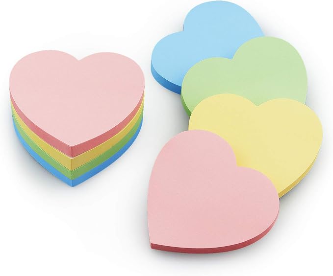 Heart Shape Sticky Notes 4 Color Pastel Colorful Sticky Pad 75 Sheets/Pad - Image 3