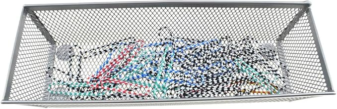 HAHIYO Stackable Mesh Tray Cup 9 x 3 x 2 inches Sturdy Container for Desk Drawer Organizer Collection for Home Office School kitchen Soft Foam Feet No Sharp Edges 2 Pack Silver-DeskLoop Office