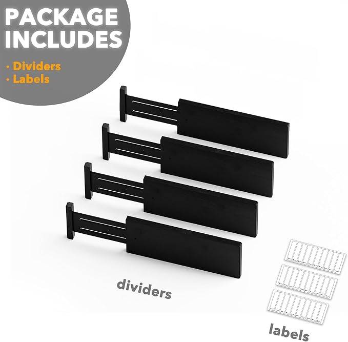 SpaceAid Bamboo 4 Pack Dresser Drawer Dividers, 4.65“ High Adjustable 12.5“-17” - Image 7