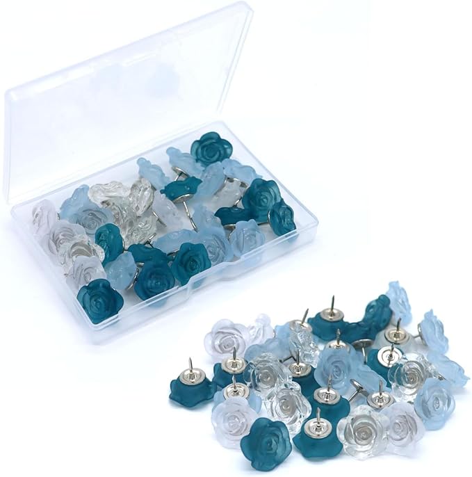 Cute Flower Push Pins 30 Pcs Rose Decorative Push Pins by Keepsweat