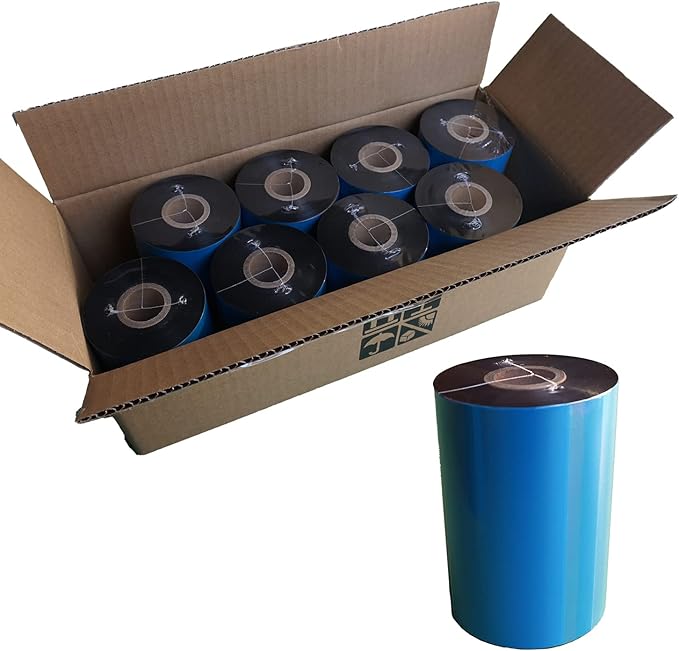 8 Rolls 4.33'' x 1476' Premium Resin Enhanced Wax Ribbon, 110mm x 450m Black Thermal Transfer Ribbon, Barcode Thermal Label Printer Ribbon, CSO-Ink Outside, 1'' Core for Zebra, TSC, GoDex, Citizen-DeskLoop Office
