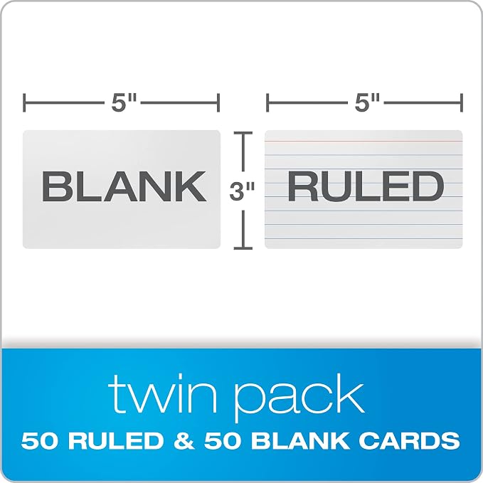 Oxford Dry Erase Index Cards, Blank & Ruled Multipack, Reusable Flash Cards - Image 3
