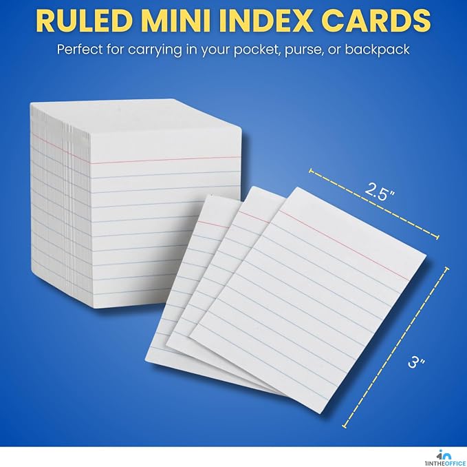 1InTheOffice Ruled Mini Index Cards 3 x 2.5 - Image 2