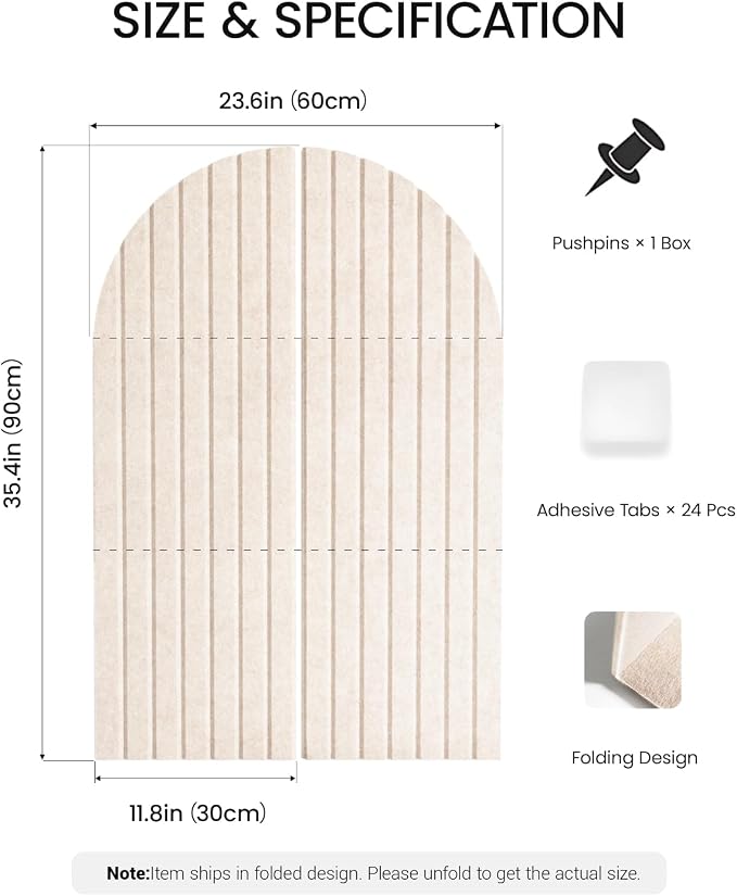 Large Arched Felt Bulletin Board 36"x24" - Image 4