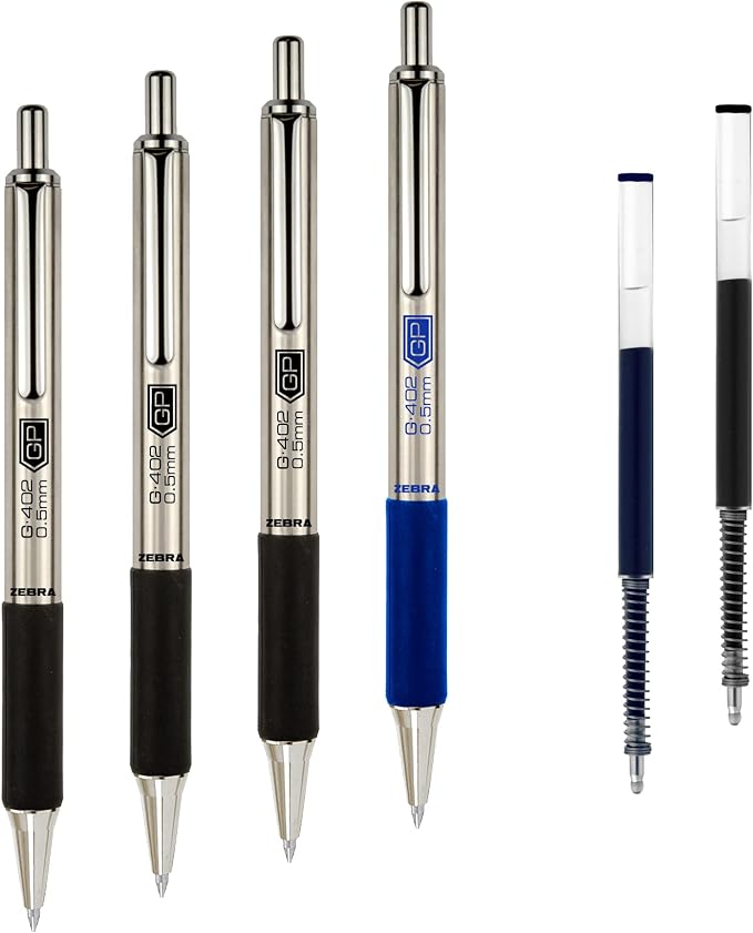 Zebra Pen STEEL G-402 Retractable Gel Pens by ZebraPen
