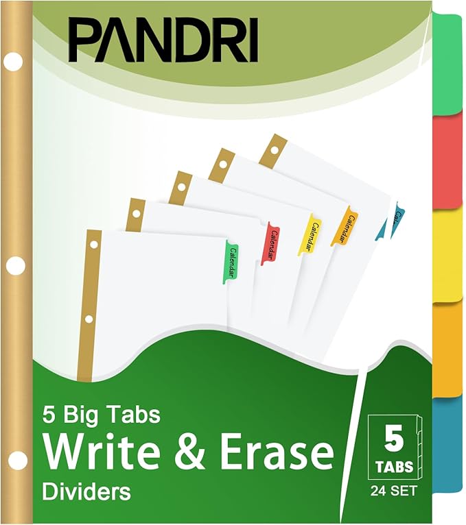 Binder Divider, PANDRI 120 Pack Binder Index White Dividers with 5 Tabs, Letter Size Paper Binder Divider for School Office Home Business-DeskLoop Office