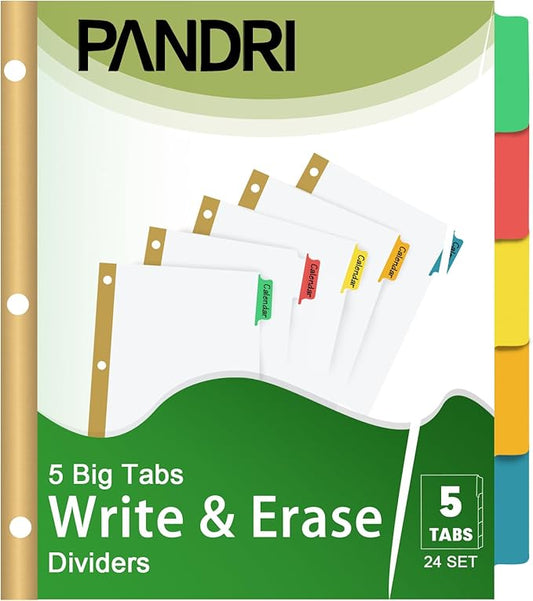 Binder Divider, PANDRI 120 Pack Binder Index White Dividers with 5 Tabs, Letter Size Paper Binder Divider for School Office Home Business-DeskLoop Office