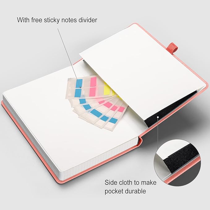 AHGXG Graph Paper Notebook - 320 Pages Grid Notebook Thick Journal A5, 100gsm Thick Graph Paper, Leather Hardcover, Inner Pocket,5.75'' × 8.38''- Pink-DeskLoop Office