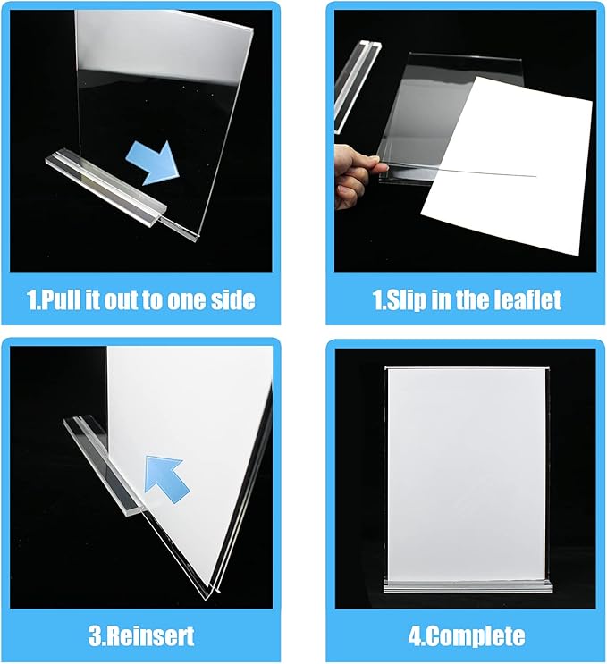 Lechay 3 Pack Acrylic Sign Holder, 8.5 x 11 inches Clear Table Menu Display - Image 3
