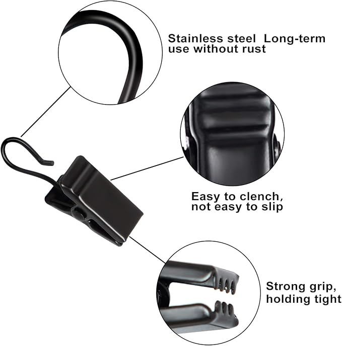 50pcs Awning Light CurtainClips Stainless Steel Curtain Clip Hooks Curtain - Image 3