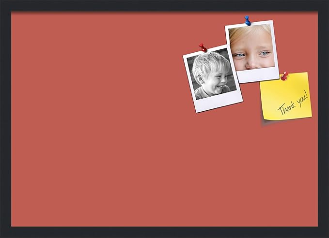 PinPix 27x19 Inch Cork Bulletin Board. This Decorative Framed Pin Board Comes with Crimson Pastel Design and a Satin Black Frame. Ideal for Home Office Decor or Message Board (PinPix-1807)-DeskLoop Office