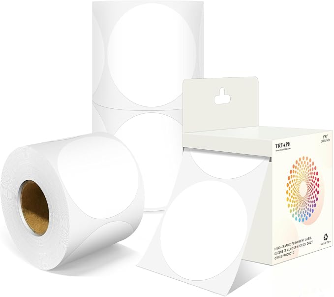 3 Inch Round Colored Dot Stickers, 4 Rolls in Dispenser Box by Unknown