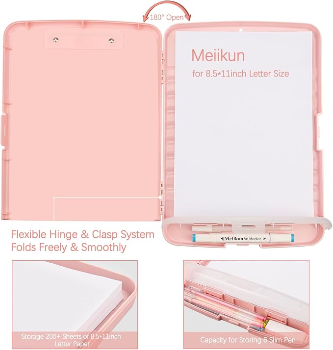 Meiikun Clipboard with Storage, Plastic Clipboards 8.5x11 with Pen Holder - Image 5