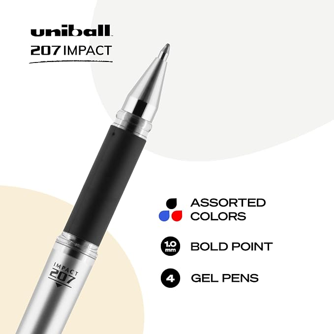 uniball 207 Impact Gel Pens, Bold Point, 4 Pack - Image 2