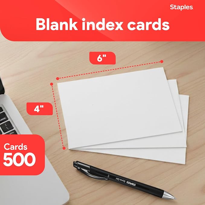 Staples Index Cards, 500 Pack – Unruled Cards - Image 2