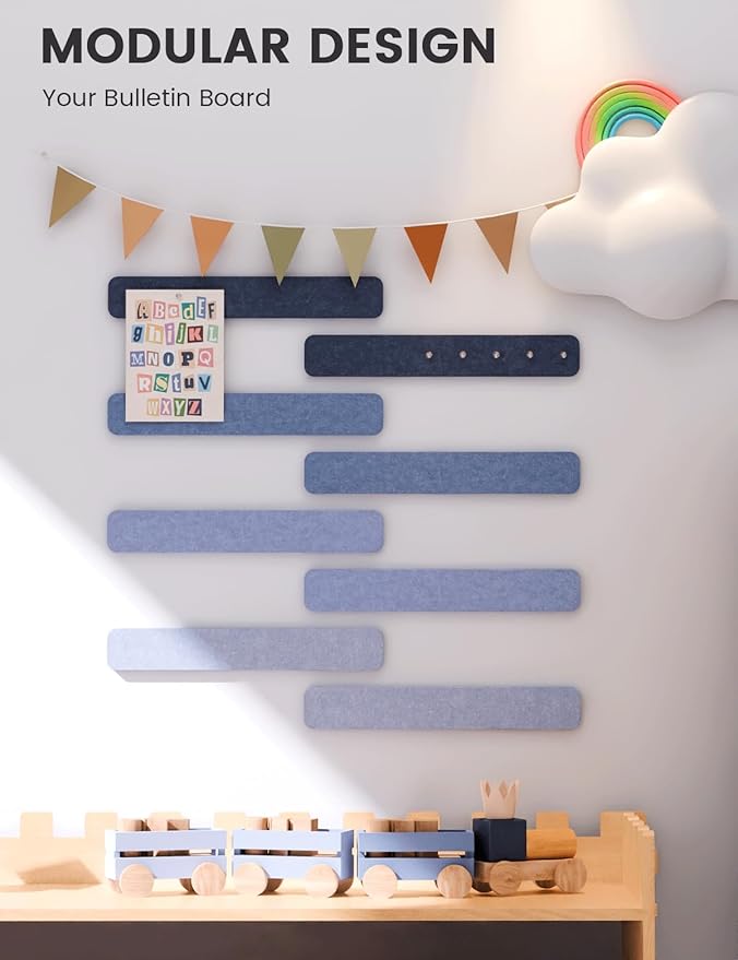 Fluxynara Cork Board Alternative Felt Strip Board 8-Pack 13"x2", Office Pin - Image 5