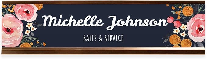 Personalized Floral Name Plate/Custom Floral Desk Sign by SBLABELS
