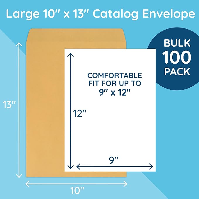 Blue Summit Supplies 100 10” x 13” Catalog Envelopes, Self Seal, - Image 2