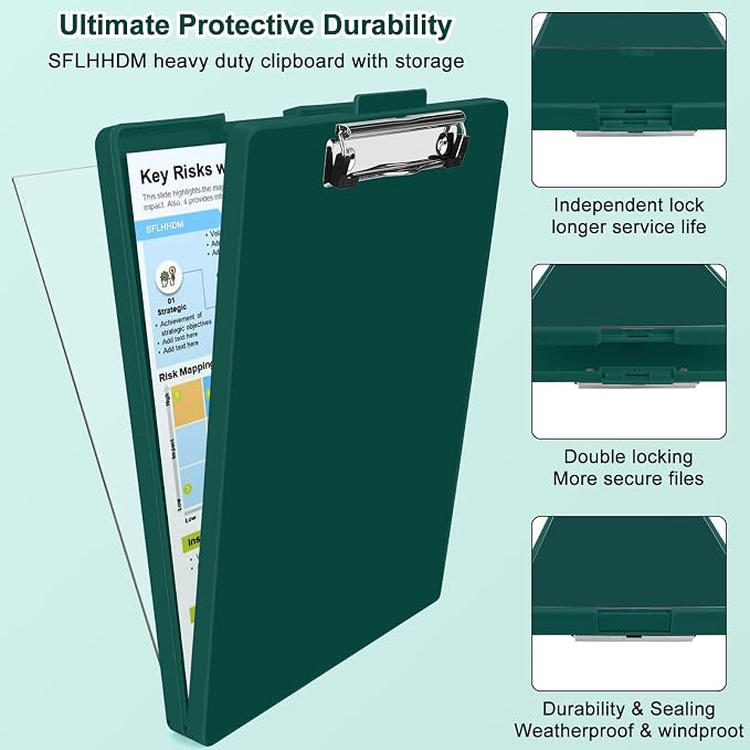 SFLHHDM Clipboard with Storage, Heavy Duty Clip Boards 8.5x11 with 2 Storage - Image 3