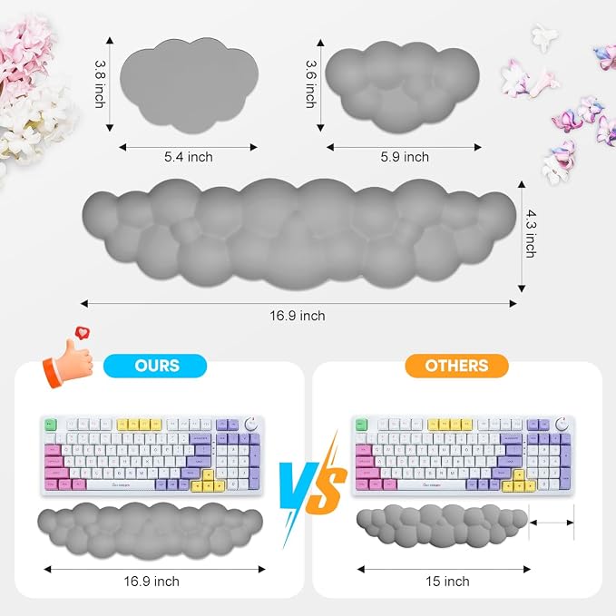 JIKIOU Upgrade Leather Cloud Keyboard Wrist Rest, Cloud Wrist Rest - Image 2